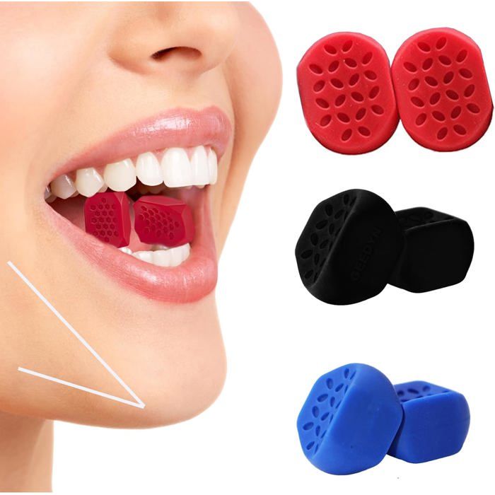 Lot de 6 entraîneurs de mâchoire en silicone pour homme et femme pour débutants intermédiaires et avancés (3 couleurs)