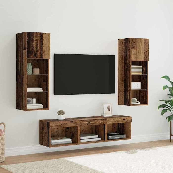 Meubles TV muraux 5 pc Chêne noir Bois dingénierie[2393]
