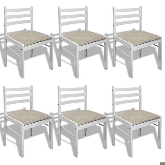 NEW Chaises de Cuisine - Chaises à manger (Set de 6） blanc bois solide et velours{44x45x81 cm} 408806