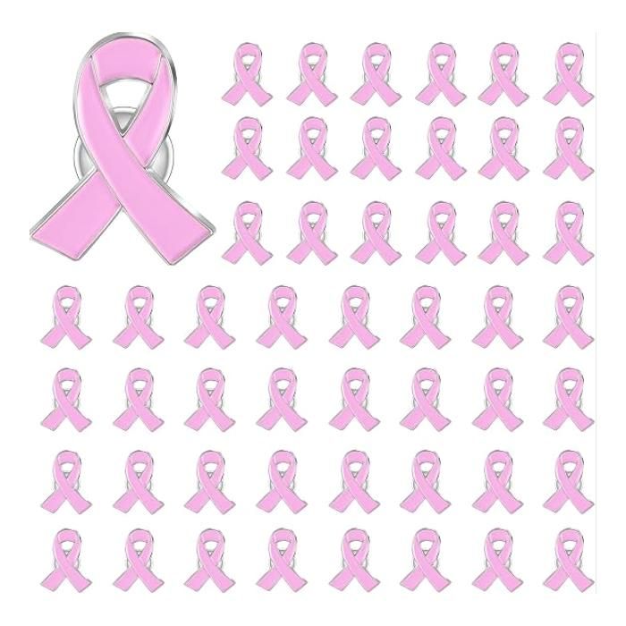 XJYDNCG 50 Pins Octobre Rose Ruban Solidarite - Badge de Soutien en Metal Emaille - Rose