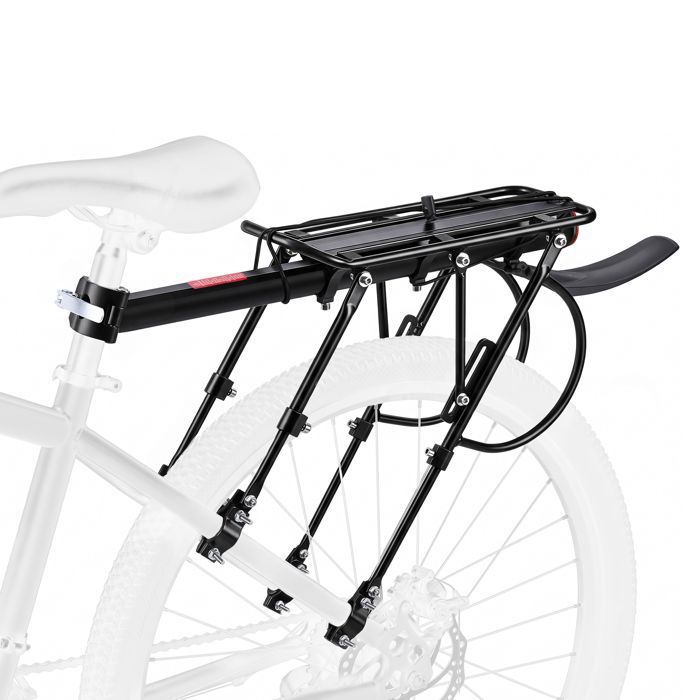 Porte Bagages Vélo Arrière VTT Fixation Tige de Selle Transporteur avec Reflecteur et Garde-Boue Universel Charge 100 kg