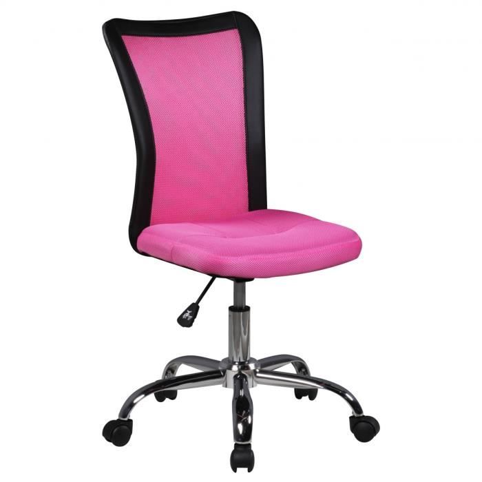chaise de bureau pour enfants amstyle lukas rose - dossier ergonomique et roulettes souples