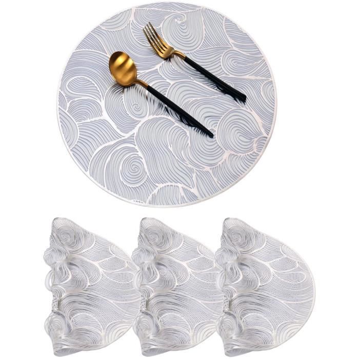 Lot de six élégants tapis de table décoratifs en PVC avec un beau motif pivoi
