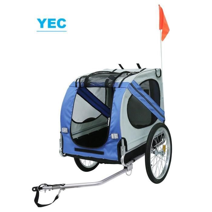 Remorque de vélo pour Chien Pliable - YEC - Capacité de charge 40Kg - Couleur Bleu - Poids jusquà 10 kg