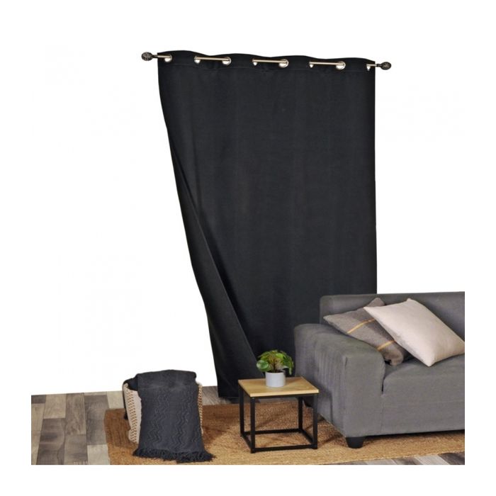 Rideau Occultant 100% Noir - Polyester 3D, Isolation Thermique Et Phonique, 91.5x214 Cm