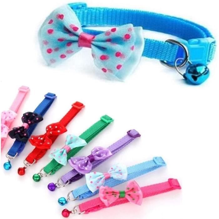 Store Collier Pour Petit Chien Chiot Chat Chaton Noeud Papillon Décoration Nylon Avec Clochette Réglable Clip Quick Release [n1910]