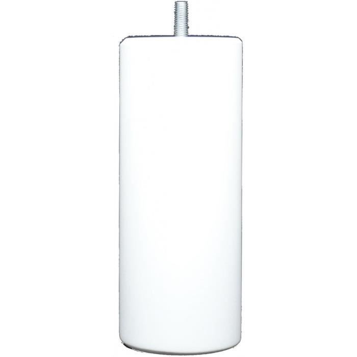 Pied de Lit - Maherault - Cylindrique - Laqué Blanc - Hauteur 30 cm