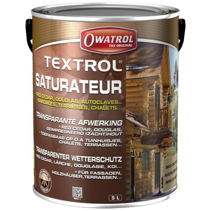 OWATROL TEXTROL Saturateur Bois Extérieur à Base d'Huiles Naturelles Végétales Chalets Barrières Abr