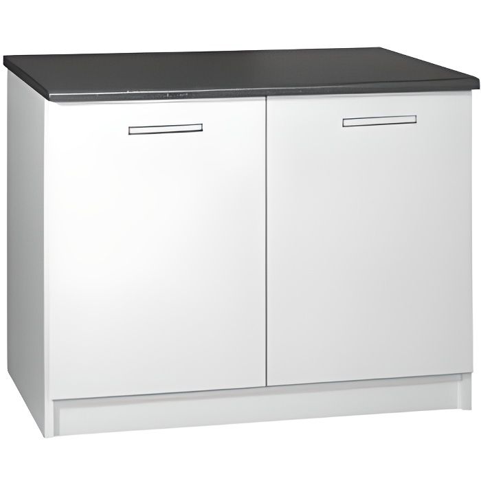 Meuble cuisine bas 120 cm 2 portes TARA blanc - Cdiscount Maison
