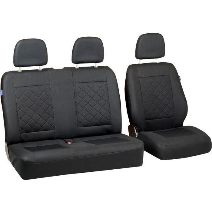 Housses de siège pour Mercedes Sprinter - Ensemble de housses 1+2 - Couleur premium carrés noirs