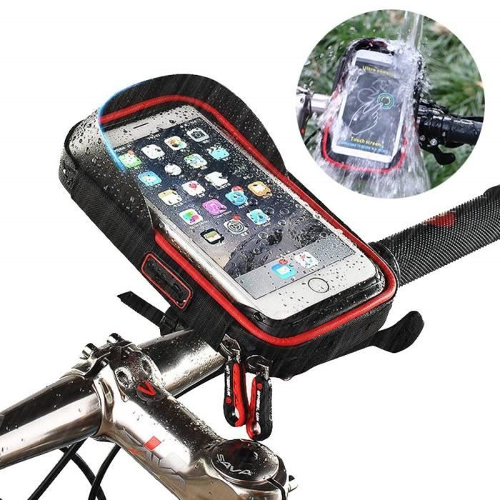 Support Vélo Téléphone Etanche, Sacoche Vélo pour Guidon de Vélo VTT Moto  avec Housse Transparante Ecran Tactile Rotation 360°,Rouge - Cdiscount Sport