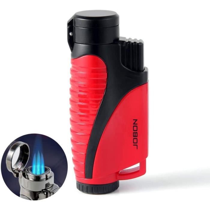 Briquet Chalumeau Cigare Avec Coupe-cigare - Jet Flamme, Fenêtre Gaz, Métal, Sans Gaz