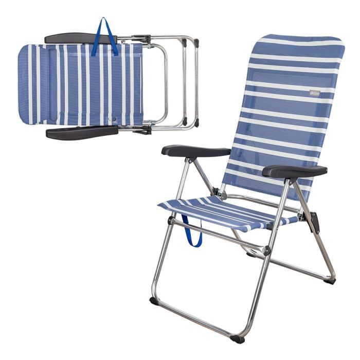 chaise de plage haute pliante aktive beach - bleu - 5 positions
