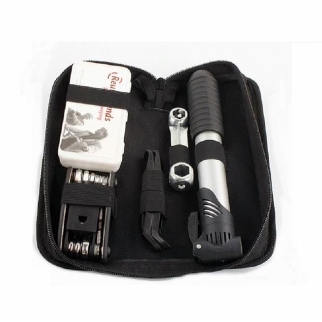 Outils de velo Kit de reparation de velo avec pompe a poche Accessoires de velo noir Montagne Outil tournevis