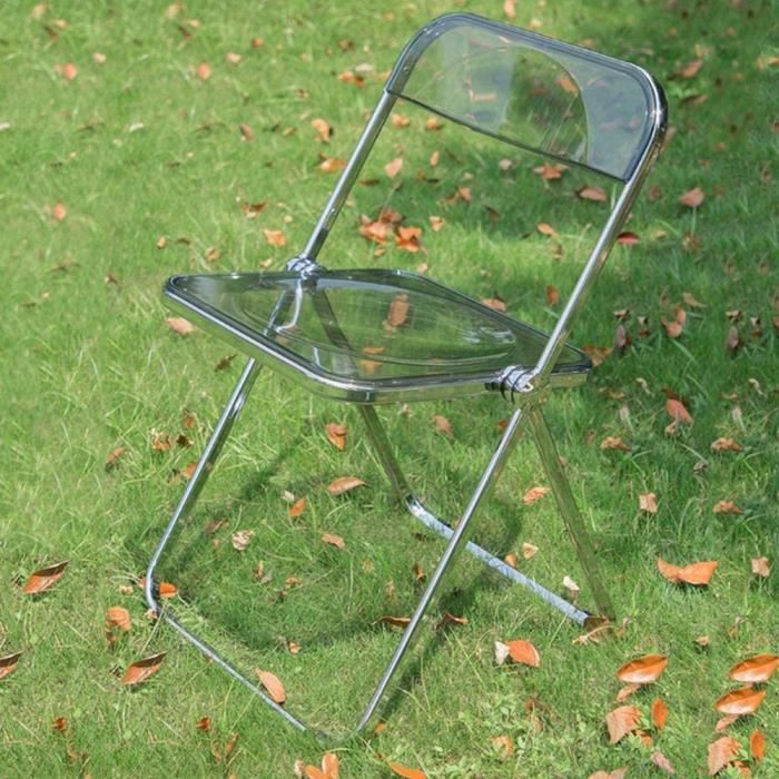 Chaise pliante en acrylique transparent - Capacité 200 kg - Gris