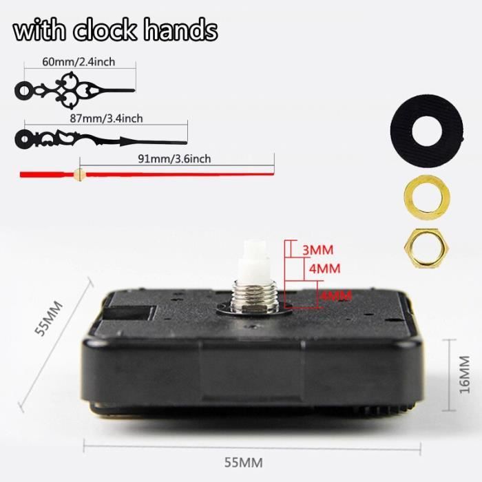 Kit De Réparation De Mouvement D'horloge, Mécanisme De Broche à Quartz Multi -tailles, Remplacement De Pièces D'horloge, Réparation D'horloge Murale (20 Mm