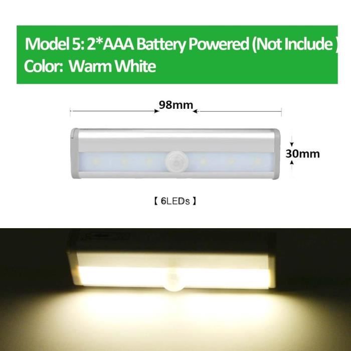 TUBE LUMINEUX Lampe capteur de mouvement PIR intelligent, alimenté par ...