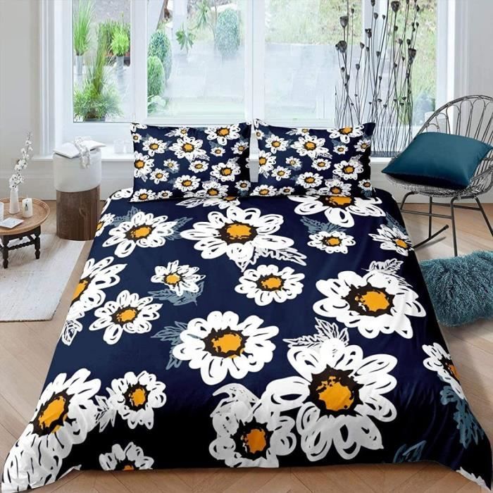 Housse de Couette 220x240 Fleurs Parure de Lit Imprimée 3D Housses de