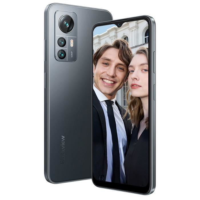 Smartphone 4G Blackview A85 6.5 14Go+128Go 4480mAh 50MP+8MP Android 12 NFC-Charge rapide 18W-Double SIM - Noir Espace
