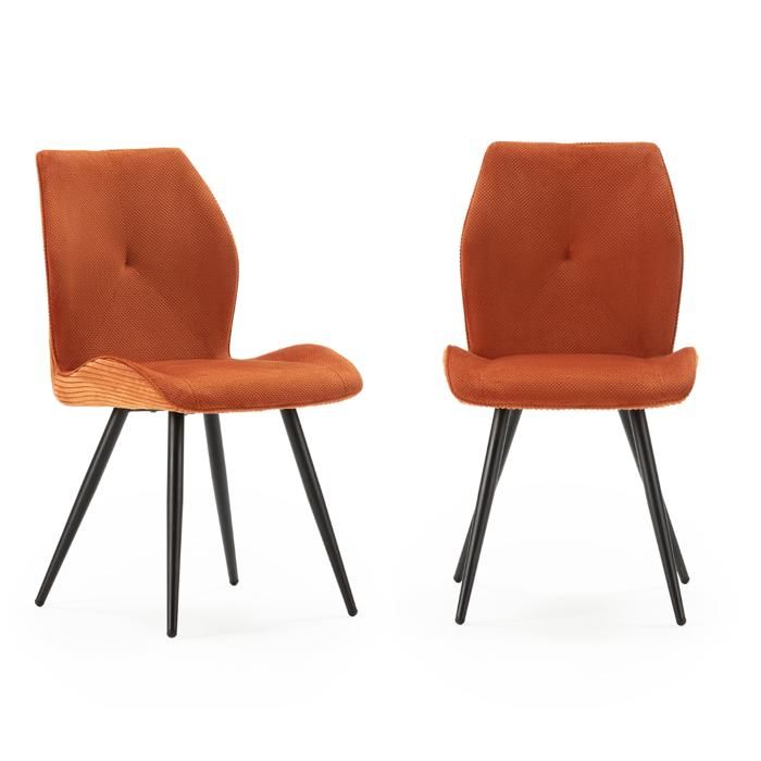 CALICOSY - Lot de 2 chaises en tissu avec pieds en métal noir L45 cm - ADAYA - Orange CALICOSY - Lot de 2 chaises en tissu avec pieds en métal noir L45 cm - ADAYA - Orange