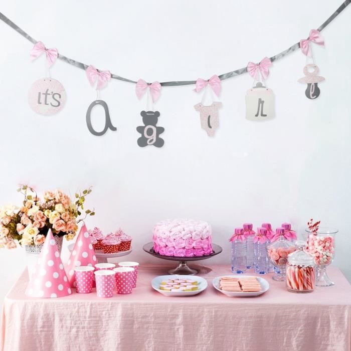 It S A Girl Baby Shower Banderole Fille Decoration Anniversaire Guirlande Suspendu Rose Cdiscount Maison