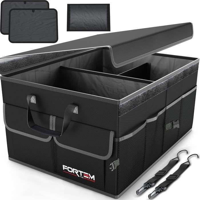 Organisateur De Coffre Pour Tesla Model Y (2020-2022) - 2 Bacs Latéraux Avec Couvercles, Noir, TPE