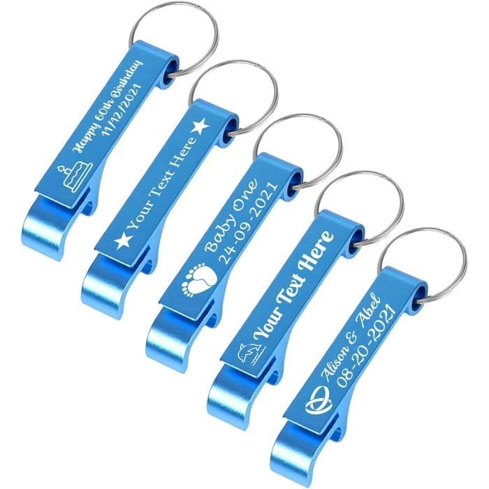 100 Décapseurs Personnalisables LLLGSH - Ouvre-bouteille Aluminium Gravé Logo/texte - Idée Cadeau Fête