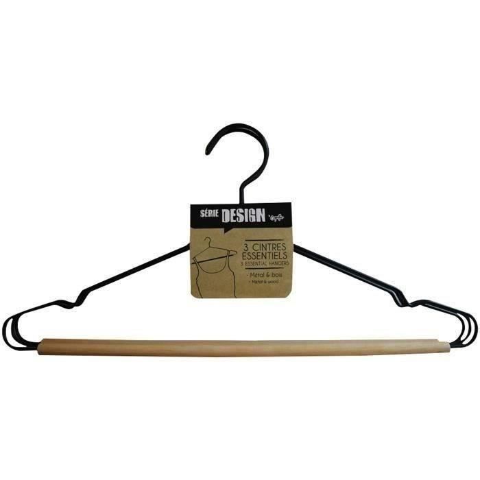 COOKINGBOX Lot de 3 Cintres metal et bois