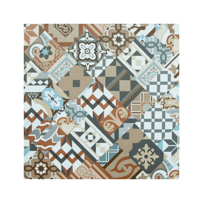 Dalles sol PVC Clipsable Mix and Match - Click 5G - Carreaux de ciment  patchwork terracotta (1.49 m²) - Cdiscount Bricolage