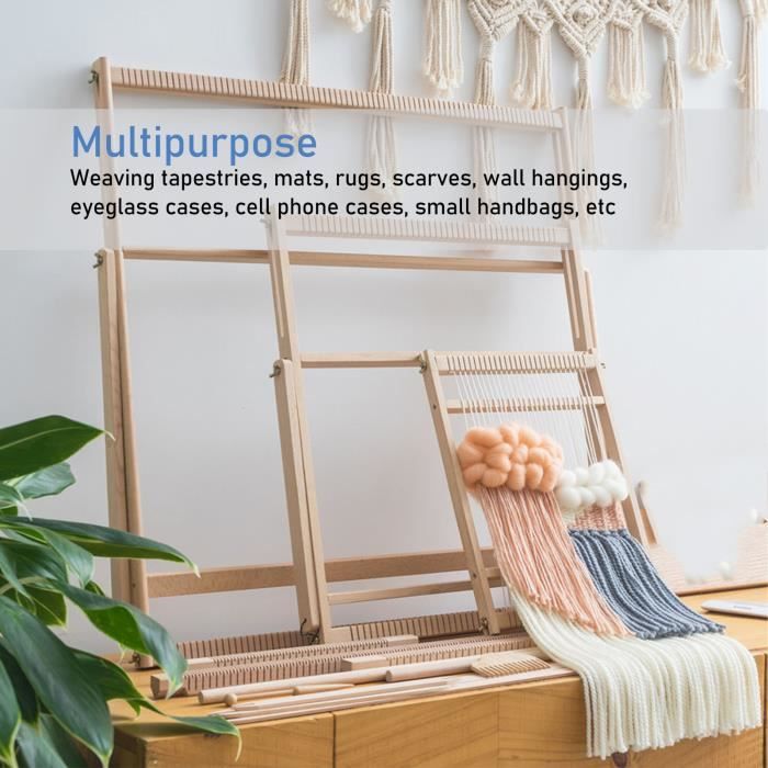 Kit Métier à Tisser En Bois D'Orme - Machine à Tisser Manuelle Multifonction, Cadre Tapisserie Bricolage Créatif