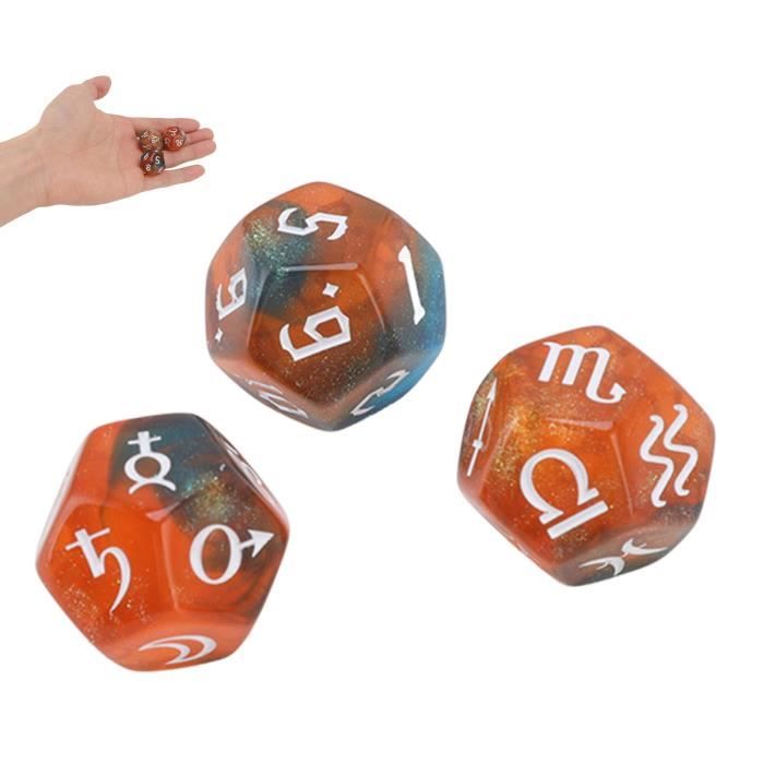 Dés Runiques Mystiques En Résine – Lot De 3 Dés Étoilés Pour Divination Et Jeux De Société – Violet, Avec Sac De Rangement