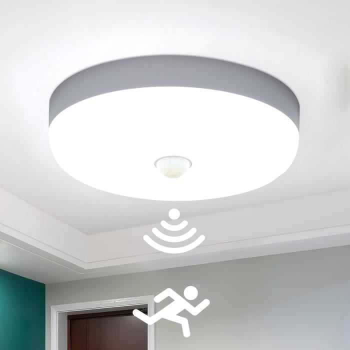 Plafonnier LED Combuh 24W Avec Détecteur - 3 Modes, 3000K-6000K, Pour Couloir/Cave - Ø30cm