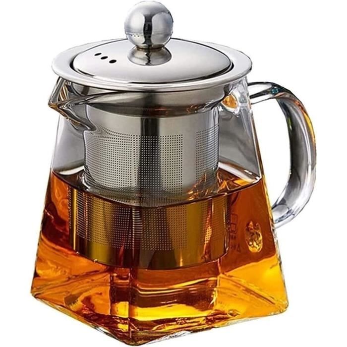 Théière En Verre Qaray 550 Ml Avec Infuseur Inox - Transparente, Micro-ondes Et Lave-vaisselle