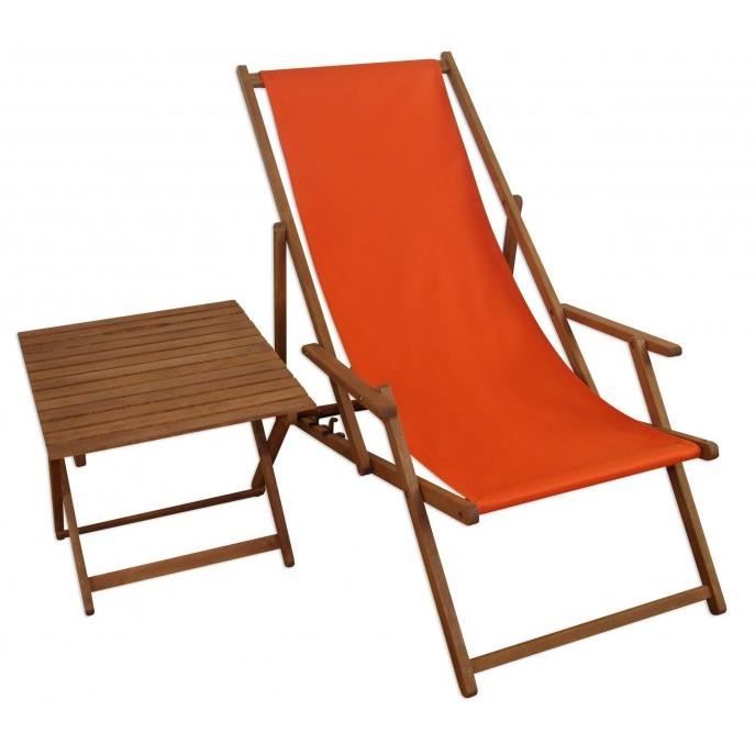 chaise longue jardin couleur terracotta, bain de soleil pliant, avec petite table 10-309t