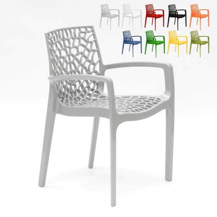 Chaise en polypropylène accoudoirs jardin café Grand Soleil Gruvyer Arm, Couleur: Gris