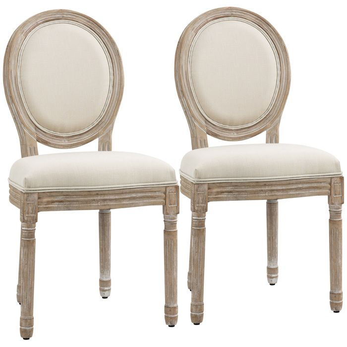 HOMCOM - Ensemble de chaises de salle à manger - Bois de caoutchouc - 49x56x96cm - Crème