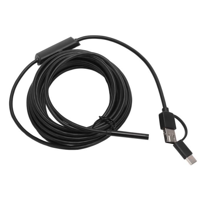 Endoscope USB DEPSTECH 3 En 1 - Caméra HD 5.5mm étanche IP67, Câble 5m Semi-rigide
