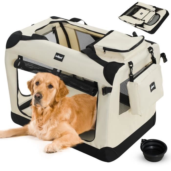 Meilleurs prix pour Leopet® Sac De Transport Pour Chiens - Gamelle, Pliable, Respirant, Taille Xxxl, Beige - Bagage, Panier Pour Animal De Compagnie, Voyage