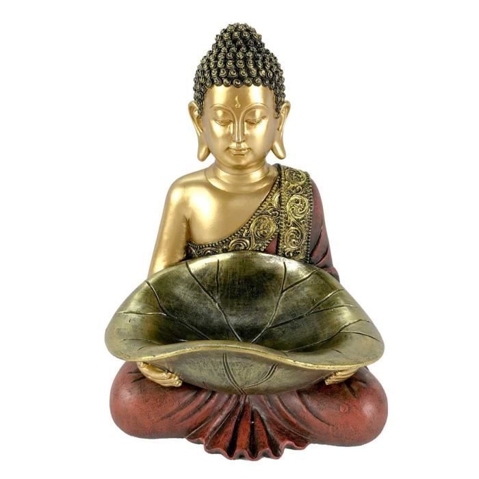 Puckator Bouddha Thailandais Rouge et Doré sur Main Decorative Figurines, único, Multicoloured