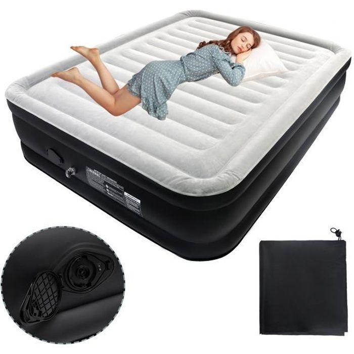 LZQ Matelas pneumatique autogonflant avec pompe électrique pour camping et usage domestique à 2 personnes.