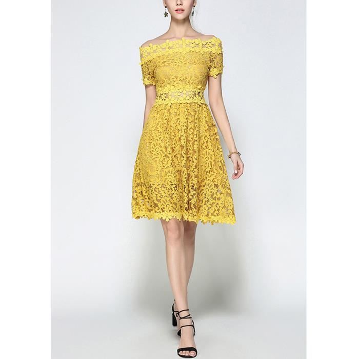 robe dentelle jaune