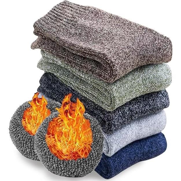 Lot 5 Paires Chaussettes Thermiques Hiver Femme 35-39 – Épaisses, Douces, Chaudes Et Colorées Pour Froid Intense