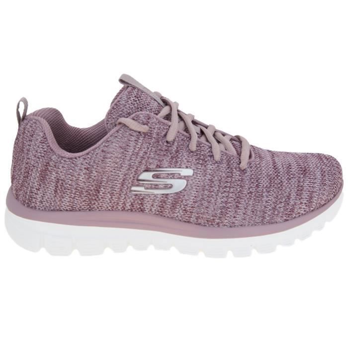 Skechers Baskets Skechers Graceful -Twisted Fortune 12614-MVE - Femme - Rose - Lacets - Plat - Textile
