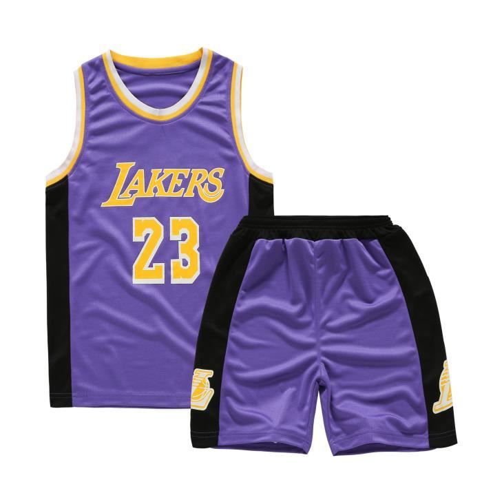 BUY-TO Maillot James Uniforme de Basketball pour Enfants T-Shirt Enfant Shorts Lakers Convient aux Enfants de 8 à 15 Ans Garçons Filles,Yellow,M 130-140CM 