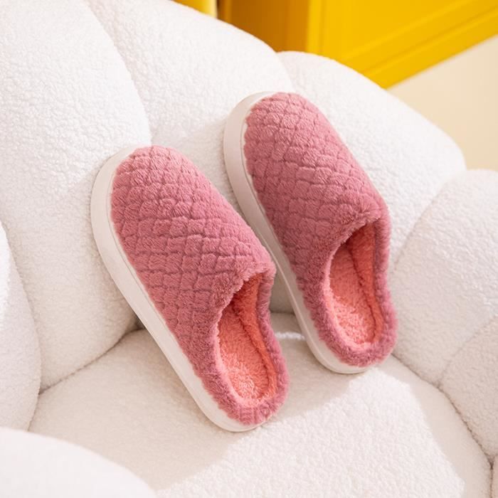 Pantoufles D'hiver Pour Femme - Doublure Peluche, Semelle Antidérapante, Légères Et Chaudes