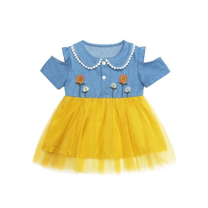 Veste en jean sable brodé fille