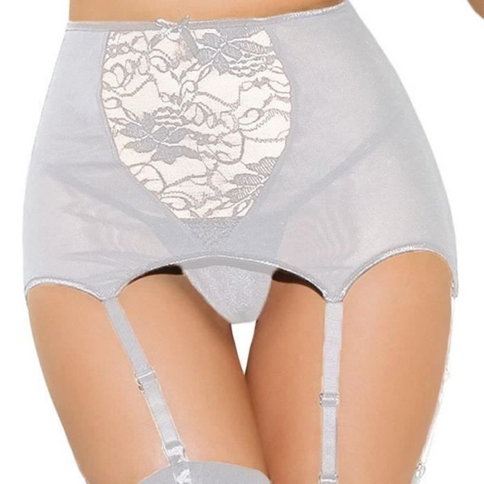 Porte-Jarretelle Dentelle Réglable Haute Grande Taille - Noir Noir