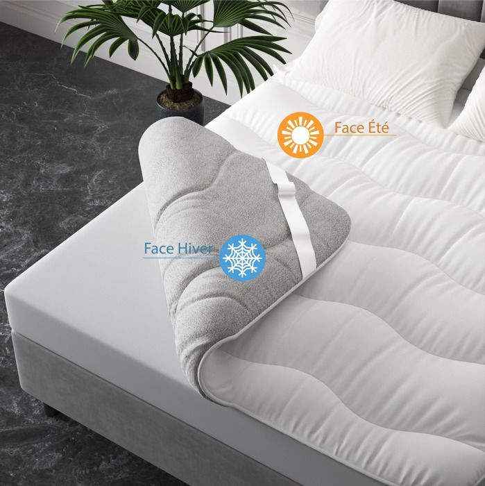 Surmatelas Nuage CASABEL 140x190cm - Microfibre Moelleuse, Anti-acarien, Respirant - Confort Optimal