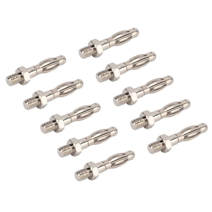 BigKing Fiches Banane Rétractables 4mm - Lot De 10 (5 Rouge, 5 Noir) - Cuivre Rouge, Gaine PE, Pour Tests Électriques Industriels - 8