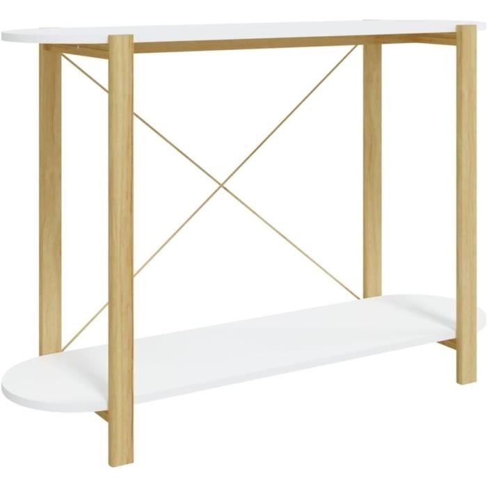 Table Console En Pin Massif 80x40x74 Cm - 3 étagères - Pour Entrée, Salon, Couloir - À Fixer Au Mur
